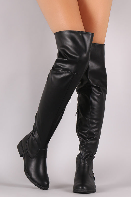 Plain Riding Over-The-Knee Boots