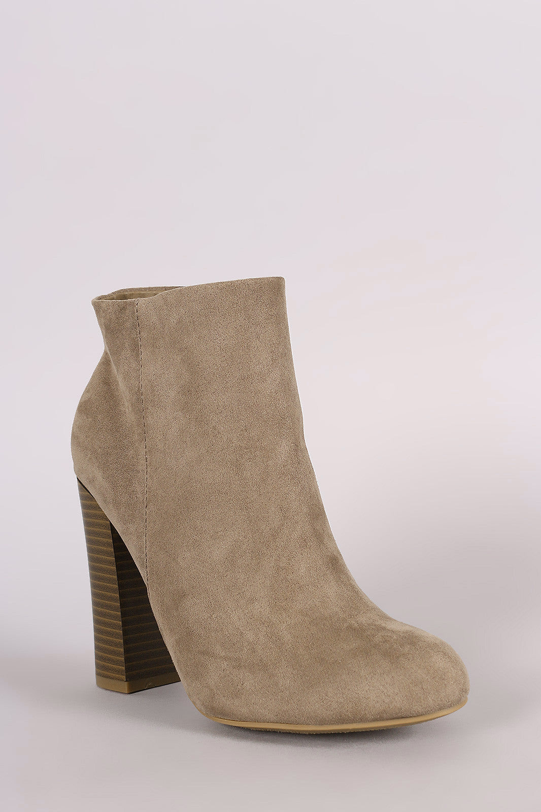 Bamboo Suede Chunky Heeled Ankle Boots