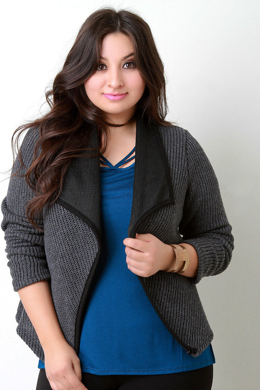 Thick Knit Open Flap Cardigan