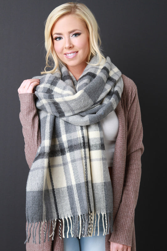 Soft Plaid Large Rectangle Scarf