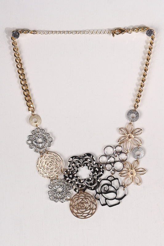 Laser Cut Flower Fashion Necklace