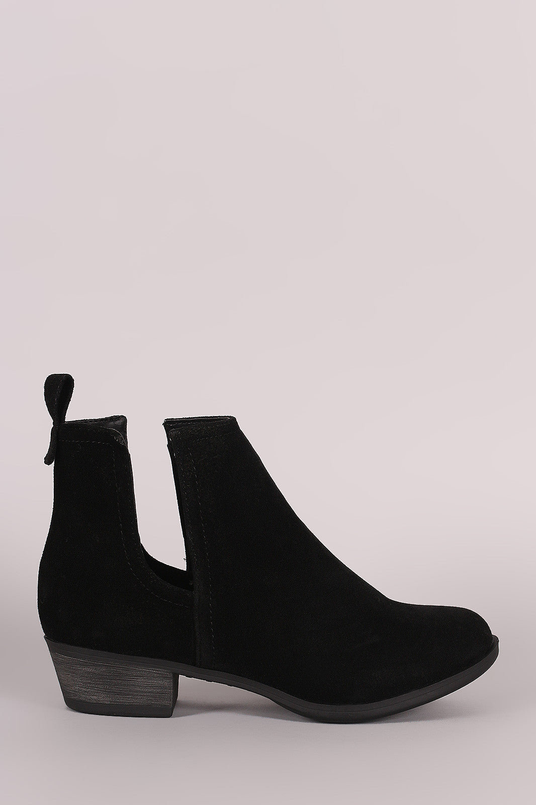 Breckelle Suede Side Cutout Cowgirl Booties