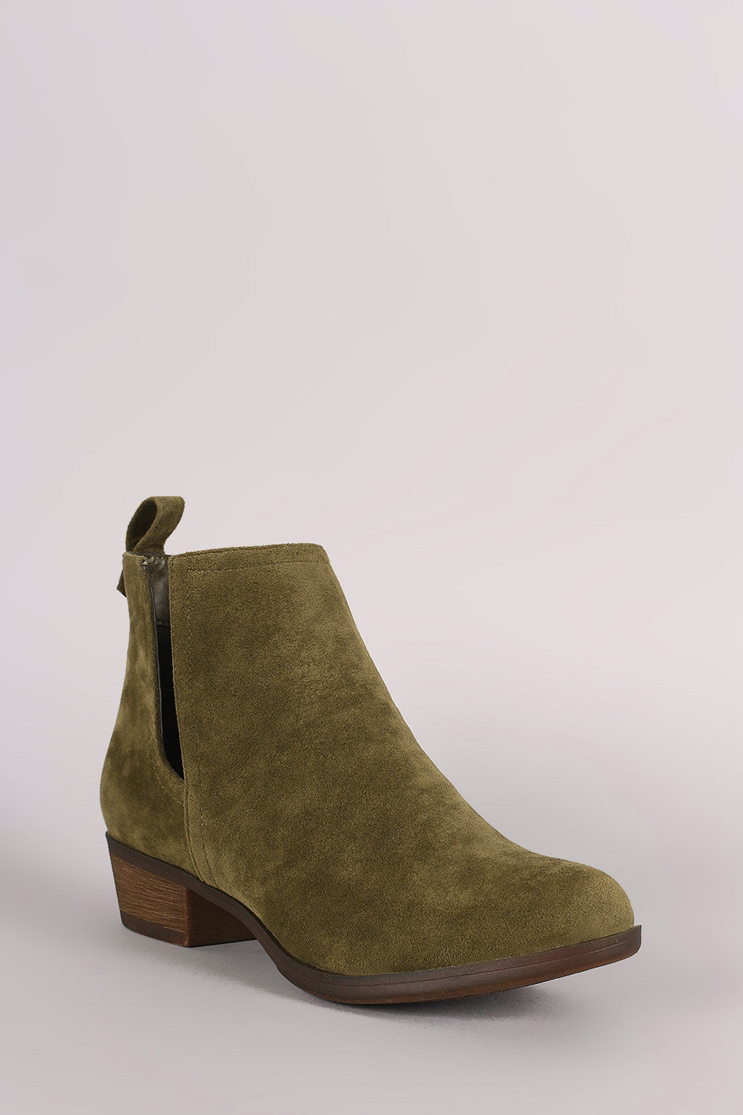 Breckelle Suede Side Cutout Cowgirl Booties