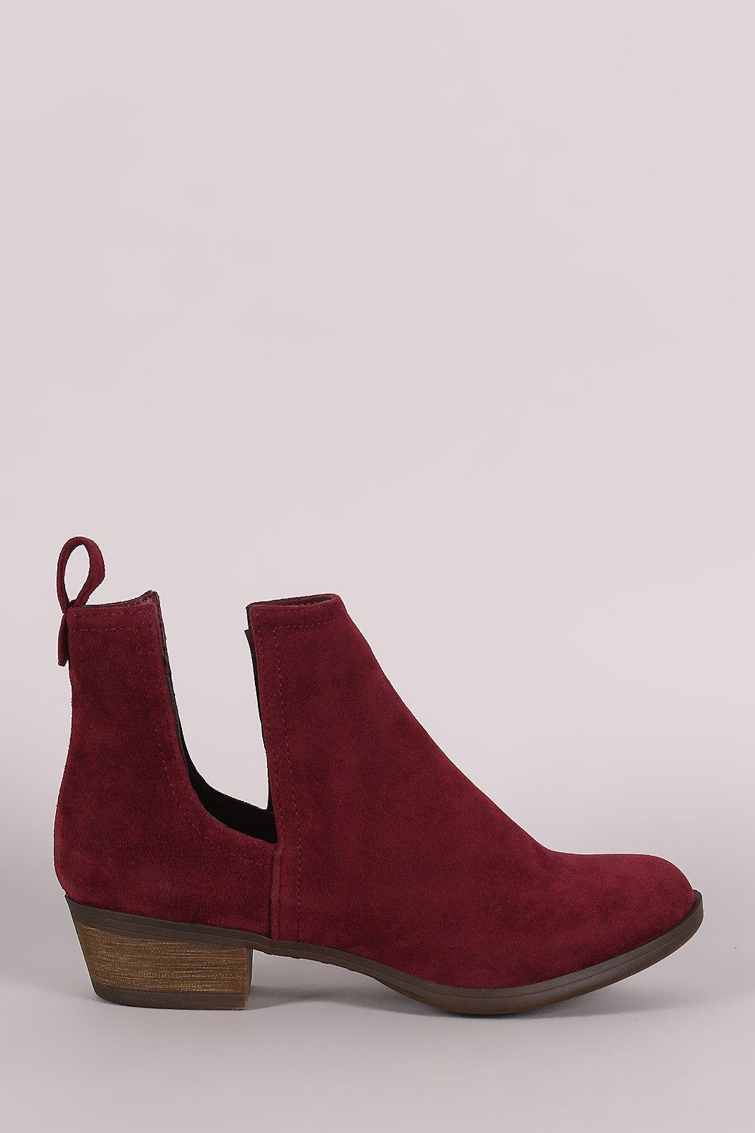 Breckelle Suede Side Cutout Cowgirl Booties