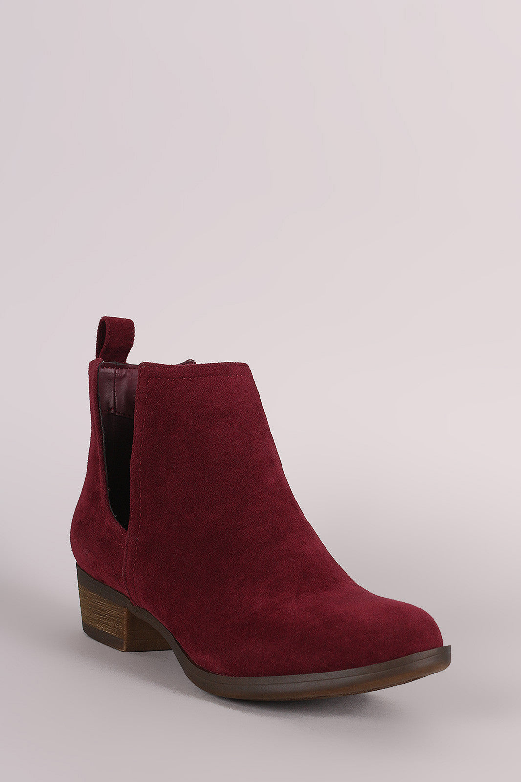 Breckelle Suede Side Cutout Cowgirl Booties