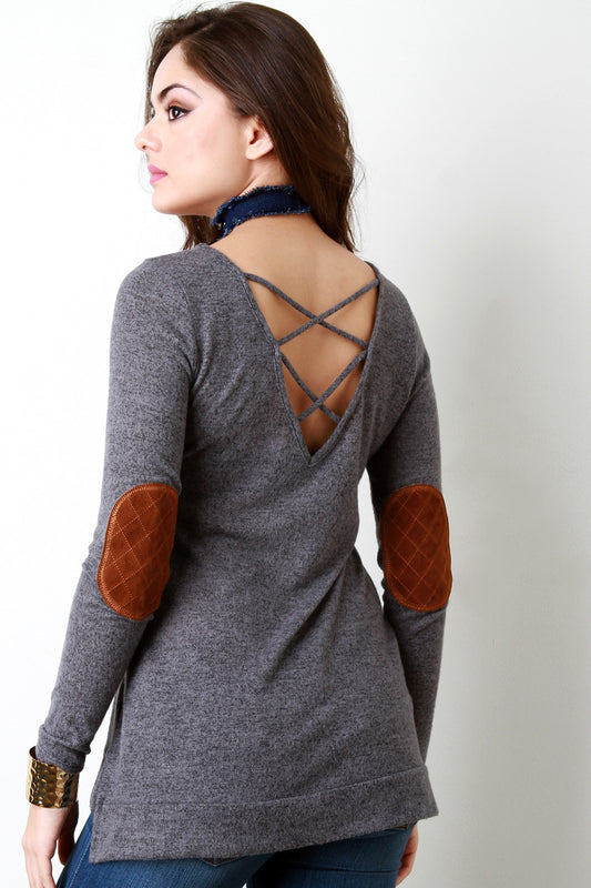 Strappy Low Cut Back Elbow Patch Top