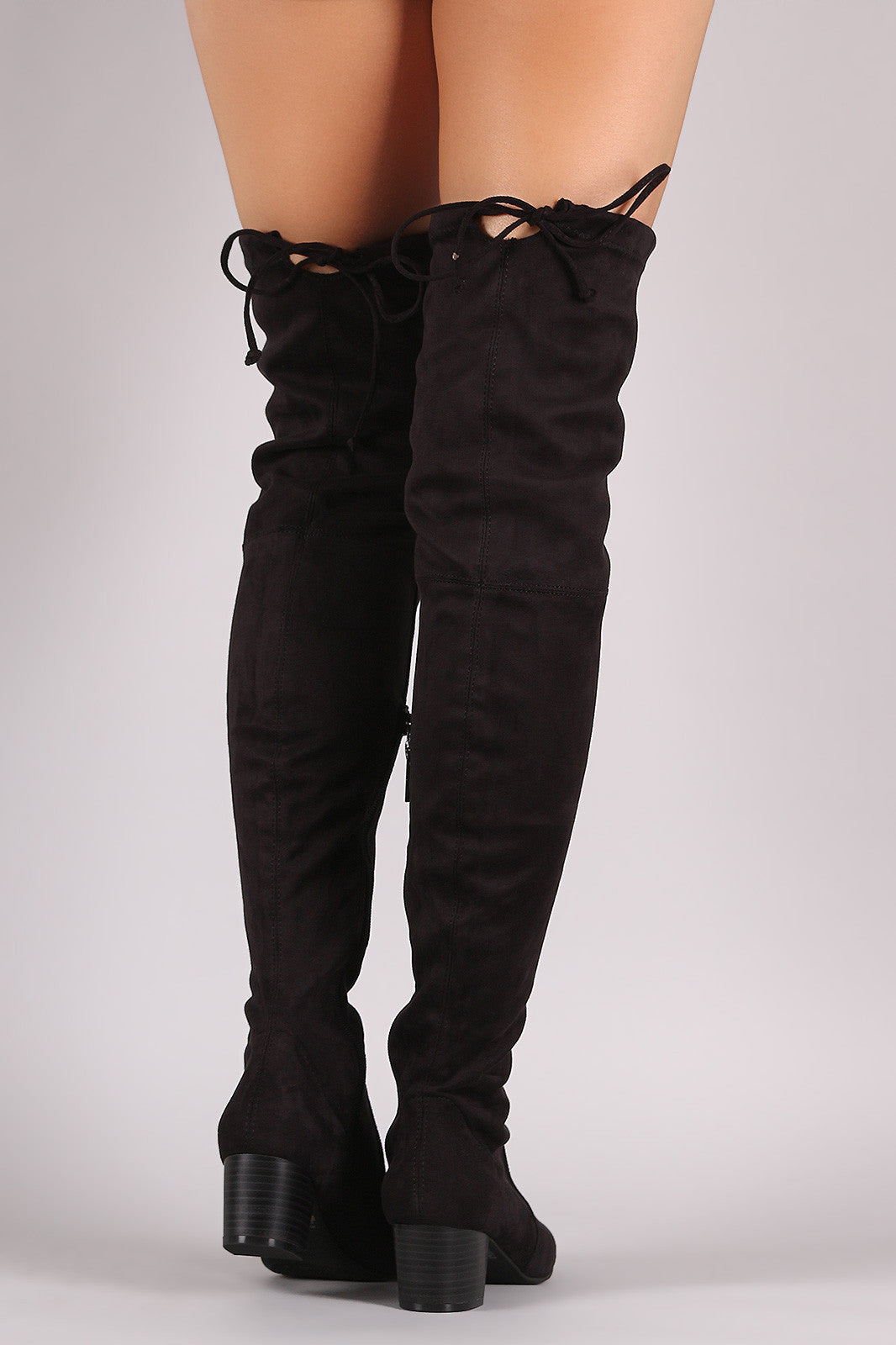 Breckelle Suede Drawstring-Tie Block Heeled Boots