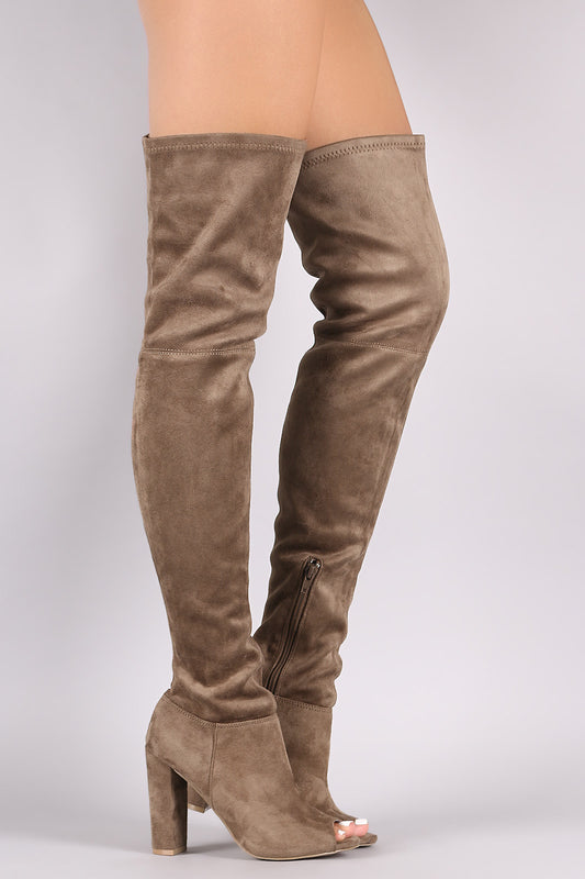 Wild Diva Lounge Chunky Heeled Over-The-Knee Boots