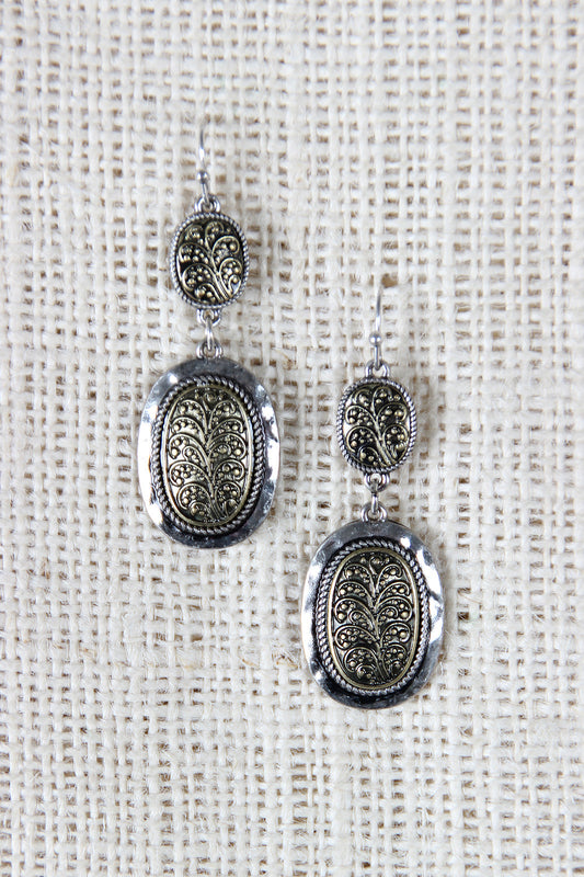 Mixed Metals Double Disc Dangle Earrings