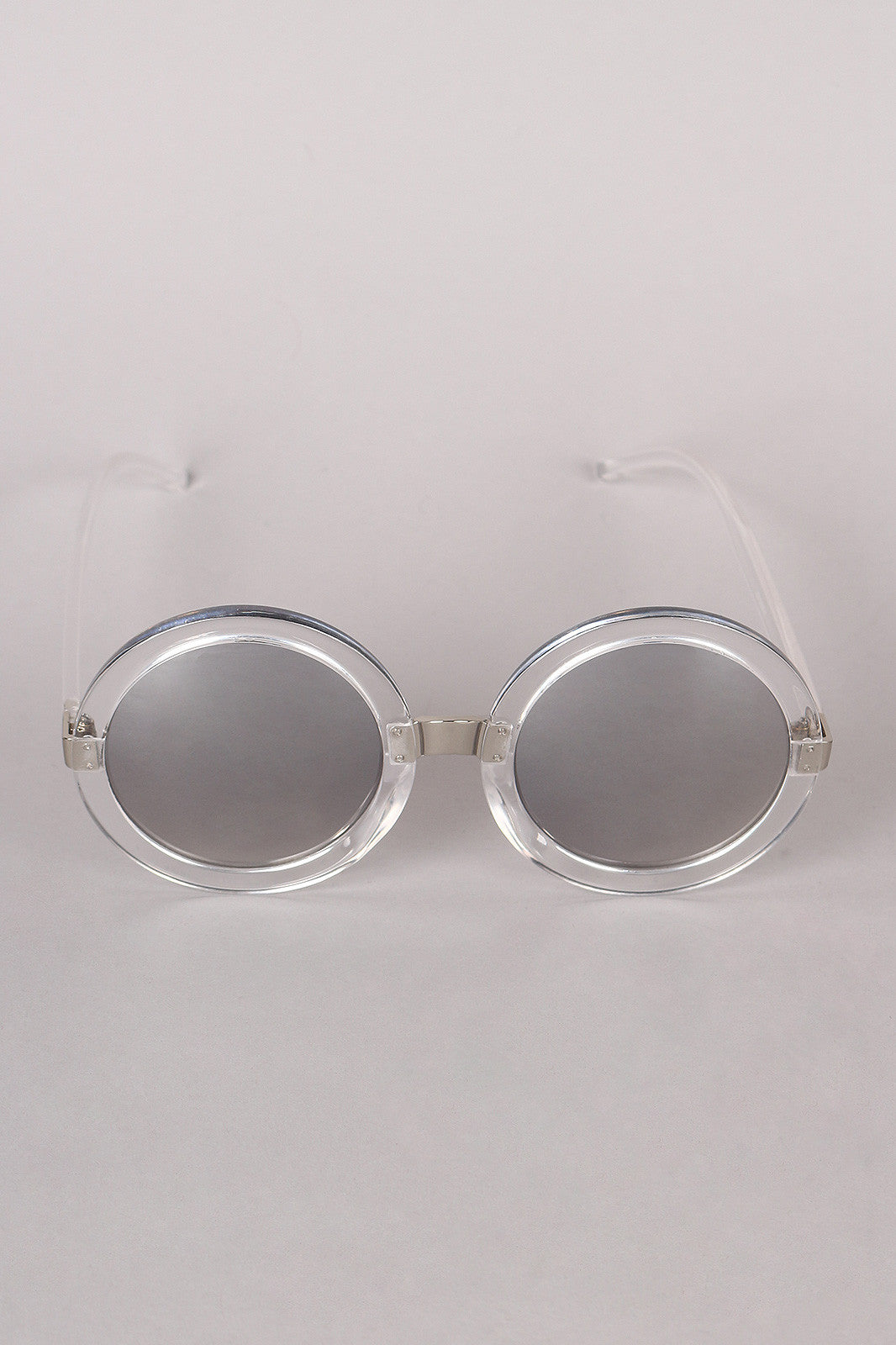 Mirrored Round Plastic Frame Sunglasses