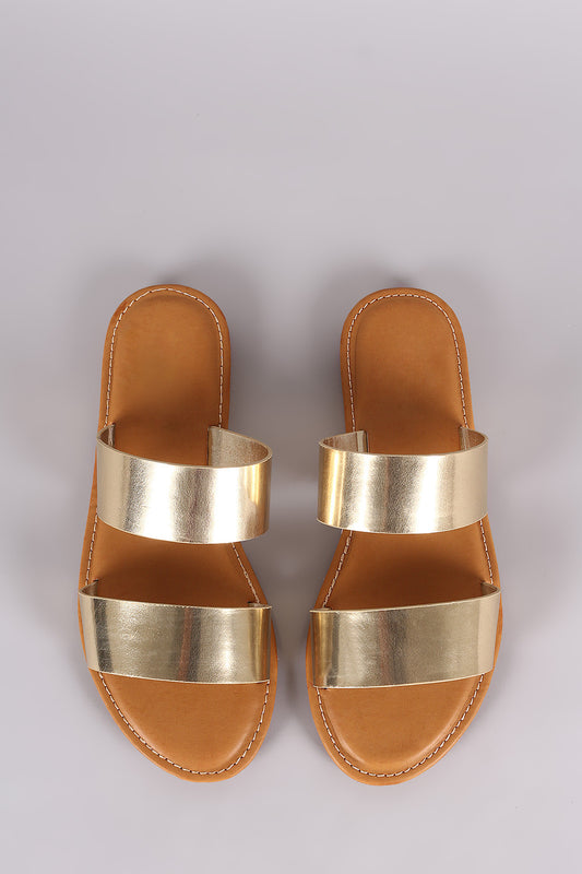 Bamboo Patent Double Band Slide Sandal