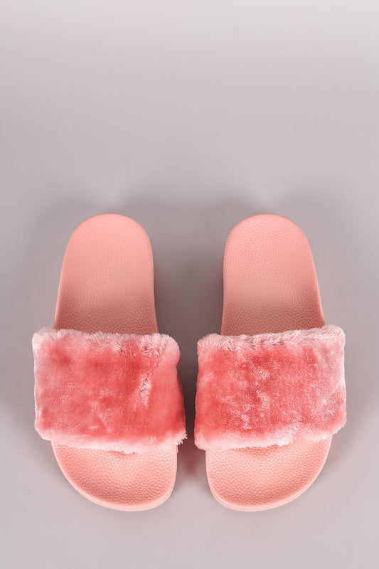 Fluffy Faux Fur Slide Sandal