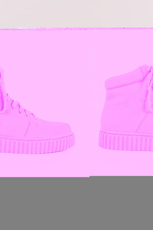 Nubuck Round Toe Lace Up High Top Creeper Sneaker