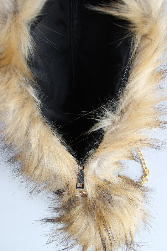 Two-Tone Faux Fur Keychain Clutch