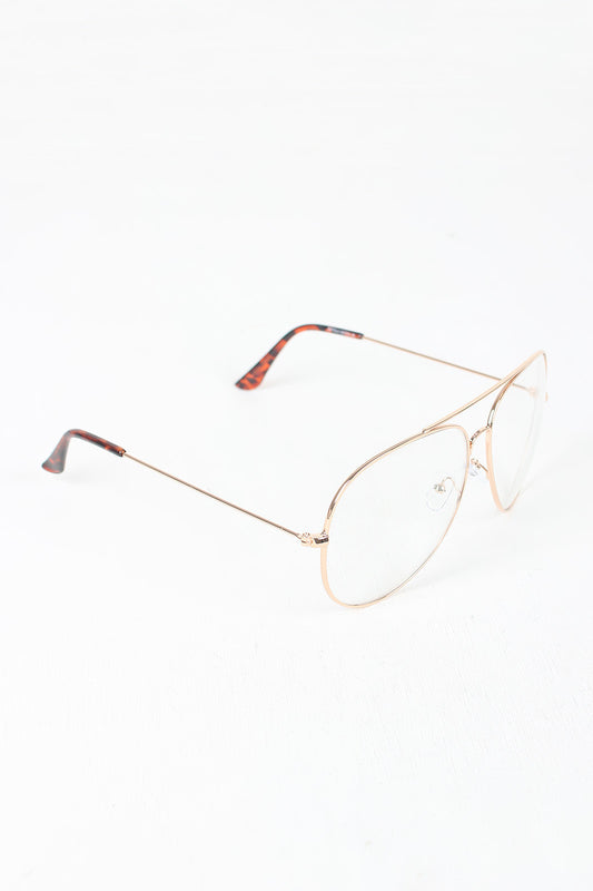 Clear Lens Wire Aviator Glasses