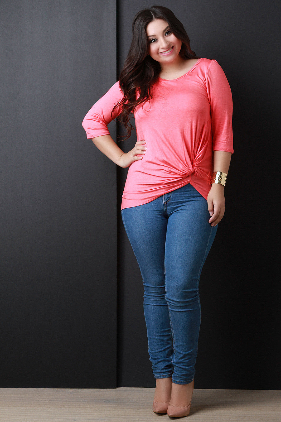 Casual Jersey Knit Knotted Twist Top