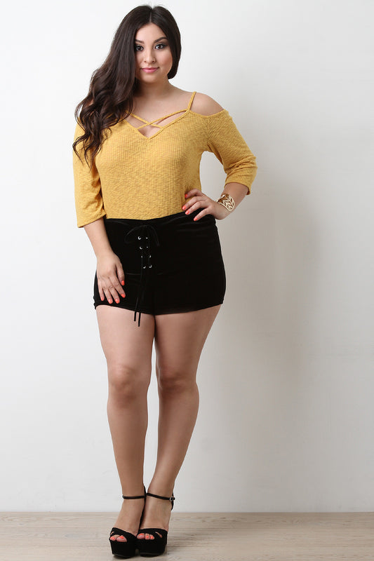Velvet Corset Lace Up Shorts