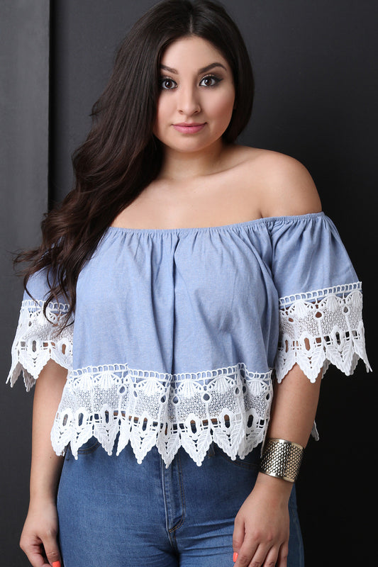Crochet Off The Shoulder Crop Top