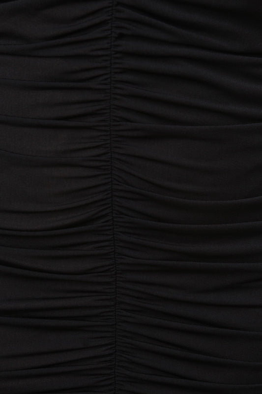 Ruched Mesh Spaghetti Strap Midi Dress