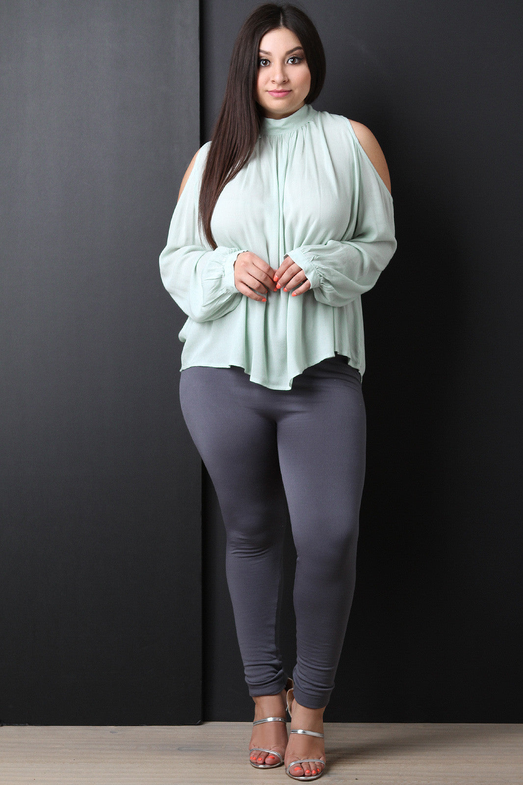 Bishop Sleeves Cold Shoulder Top