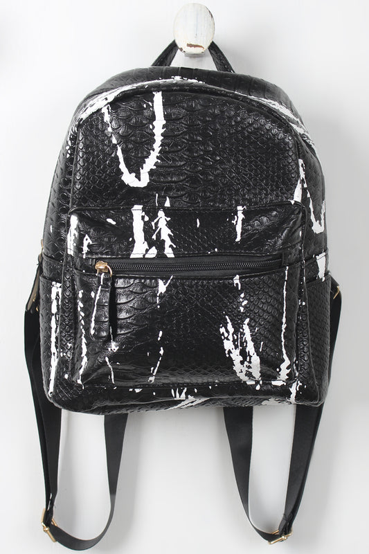 Faux Snakeskin Splattered Paint Mini Backpack