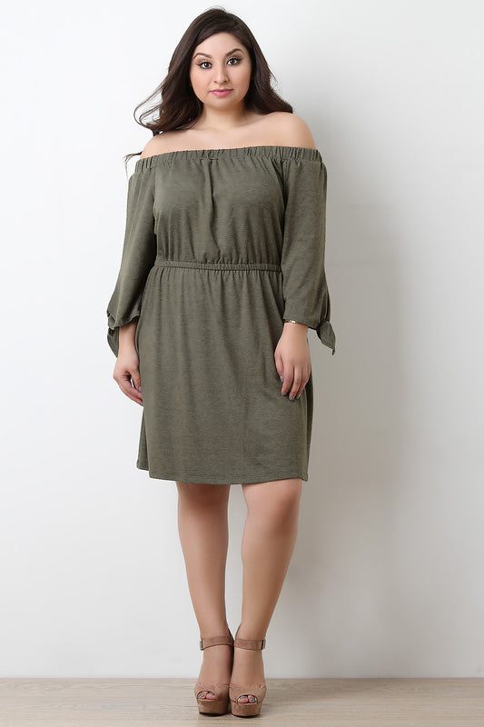 Tie Sleeves Off-The-Shoulder Dress