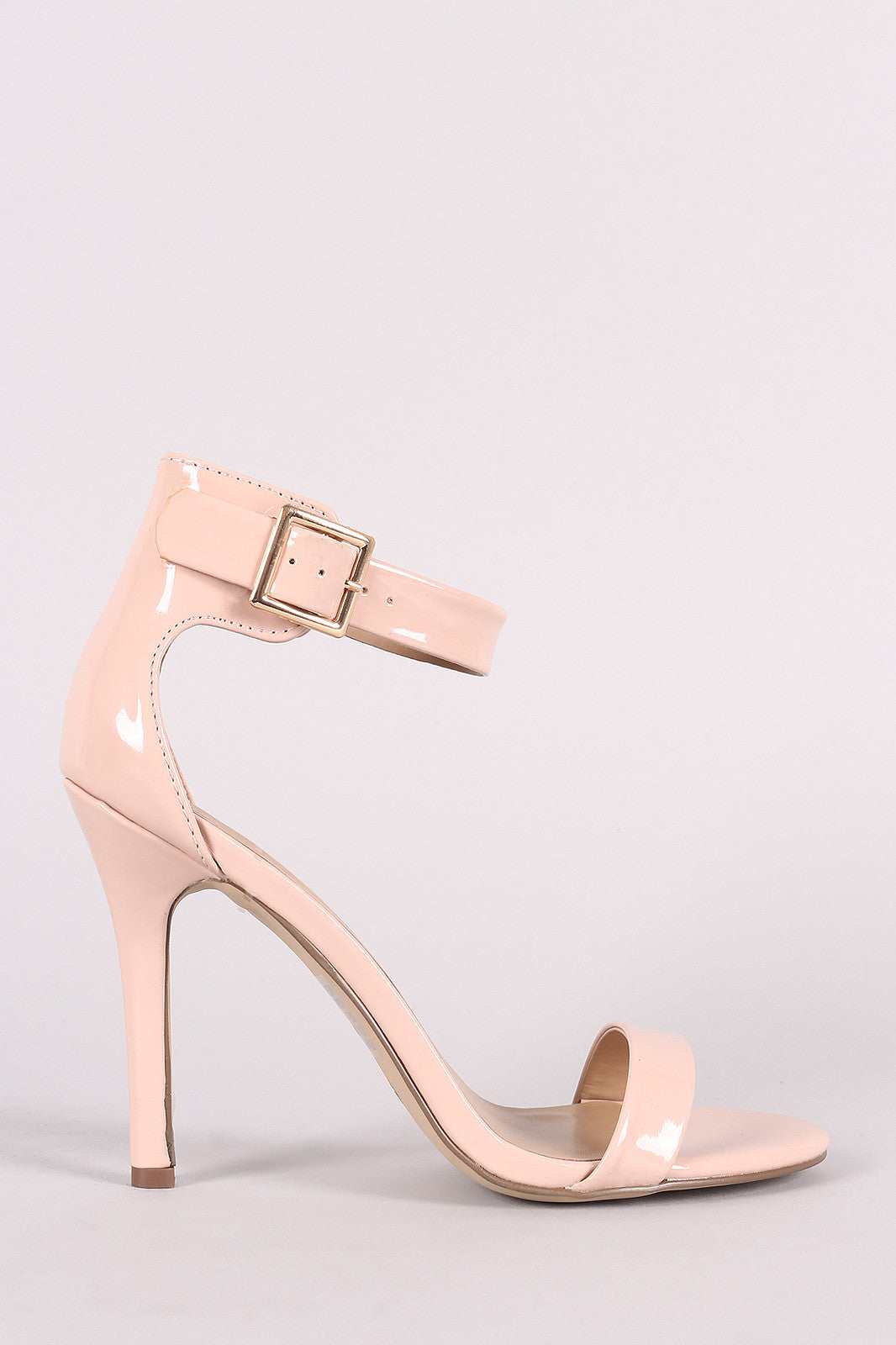 Breckelle Patent Ankle Strap Open Toe Heel