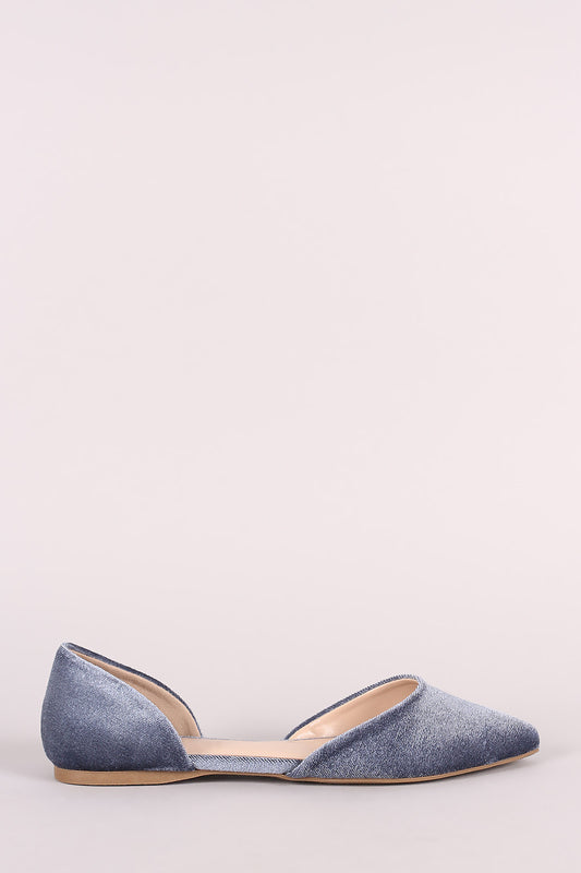 City Classified Velvet Pointy Toe Dorsay Flat