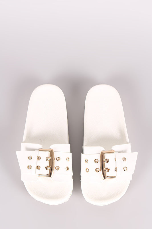 Liliana Buckled Open Toe Slide Sandal