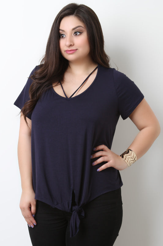 Knotted Jersey Knit Strappy Top
