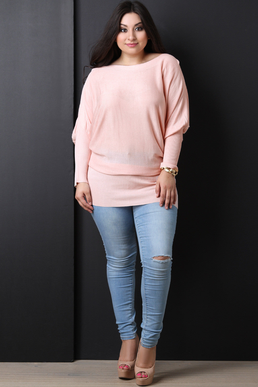 Boat Neck Dolman Sleeve Top