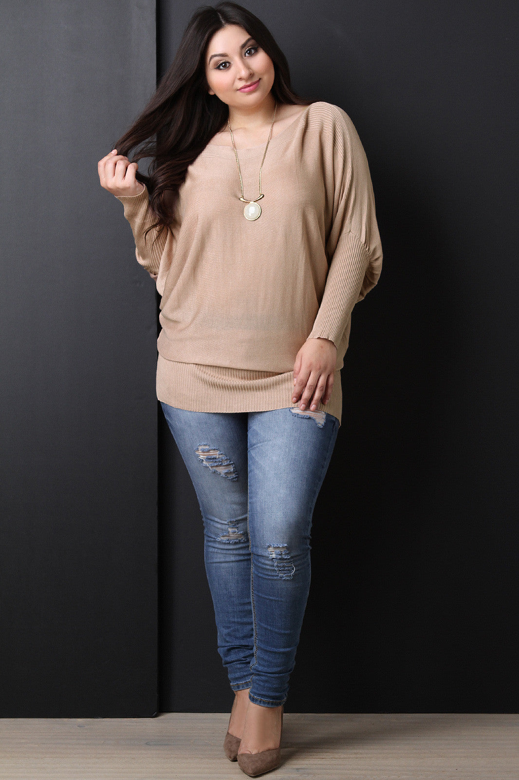 Boat Neck Dolman Sleeve Top