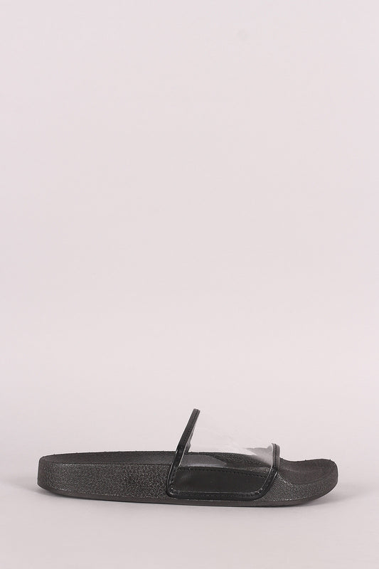 Wild Diva Lounge Lucite Band Open Toe Slide Sandal