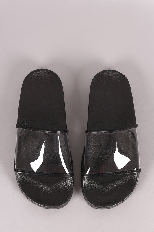 Transparent Lucite Band Slide Sandal