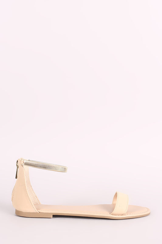 Bamboo Nubuck One Band Ankle Strap Flat Sandal