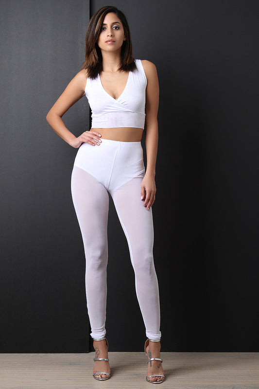 High Rise Brief Semi-Sheer Mesh Leggings