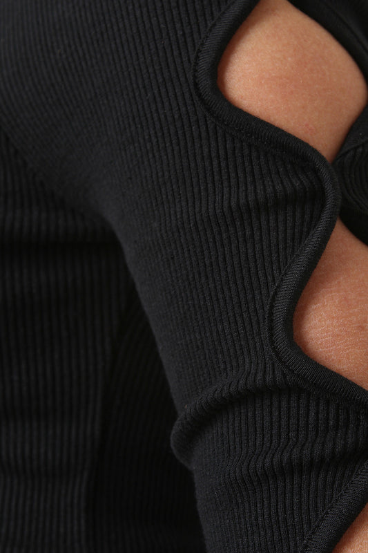 Keyholes Ribbed Knit Bodycon Dress