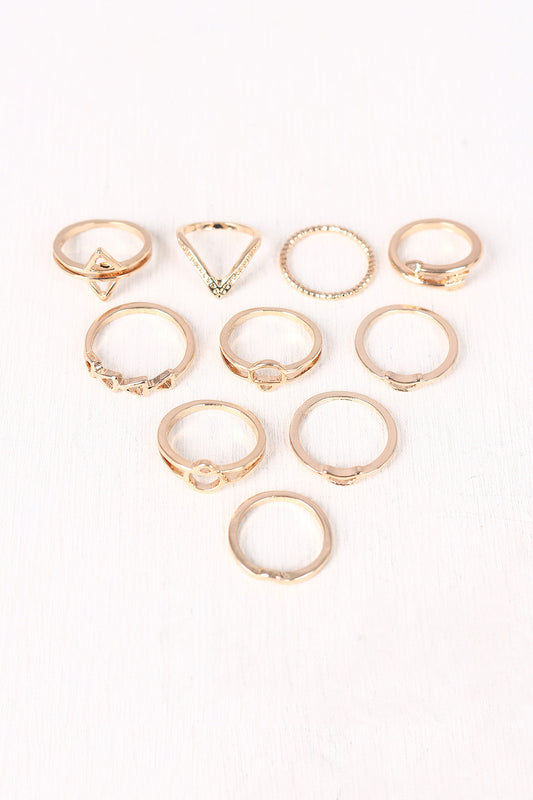 Crescent Arrow Multi Ring Set