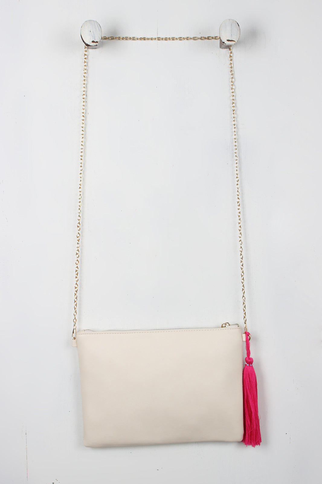 Embroidered Floral Tassel Bag