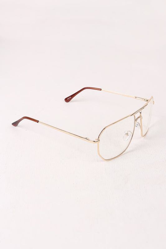 Clear Lens Geometric Aviator Glasses