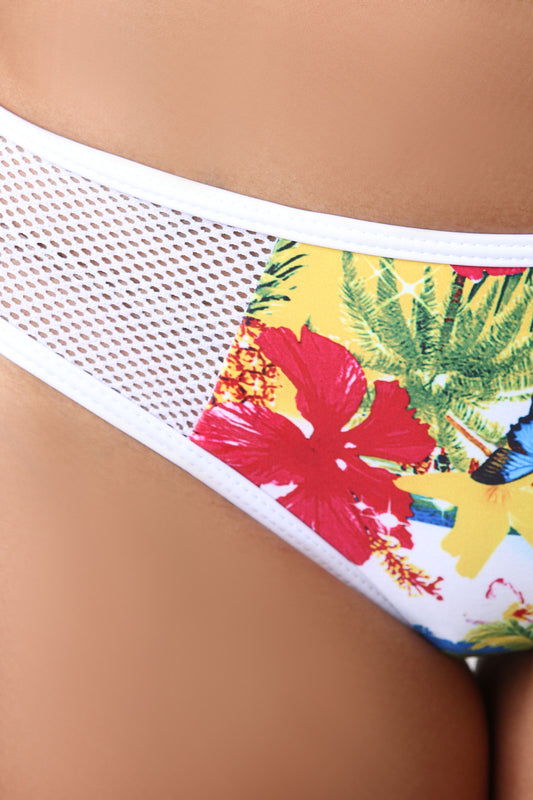 Flamingo Tropic Mesh Trim Triangle Bikini Set