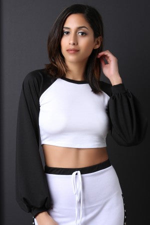 Bishop Sleeve Crop Baseball Top