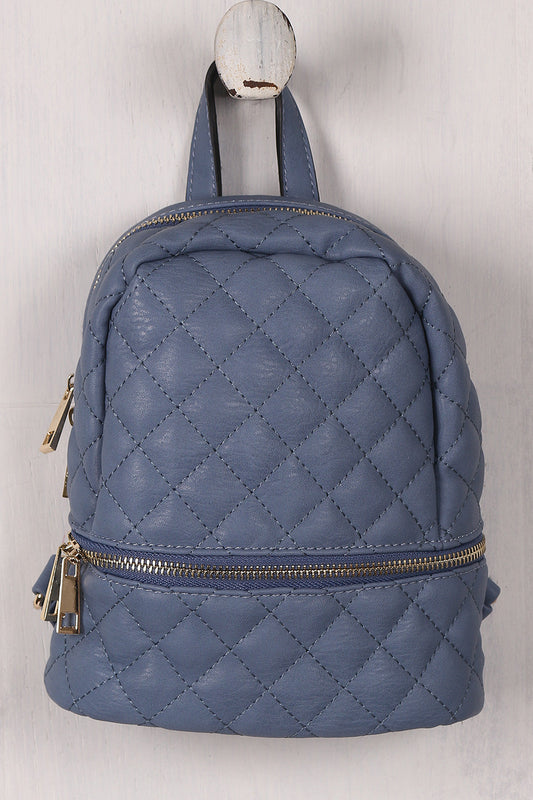 Vegan Leather Quilted Mini Backpack