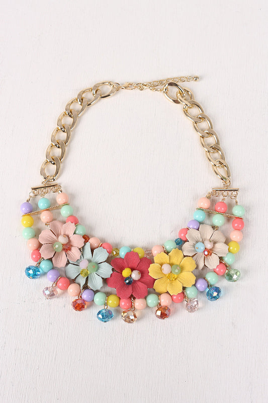 Beads With Flowers Bid Necklace