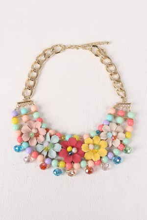 Beads With Flowers Bid Necklace