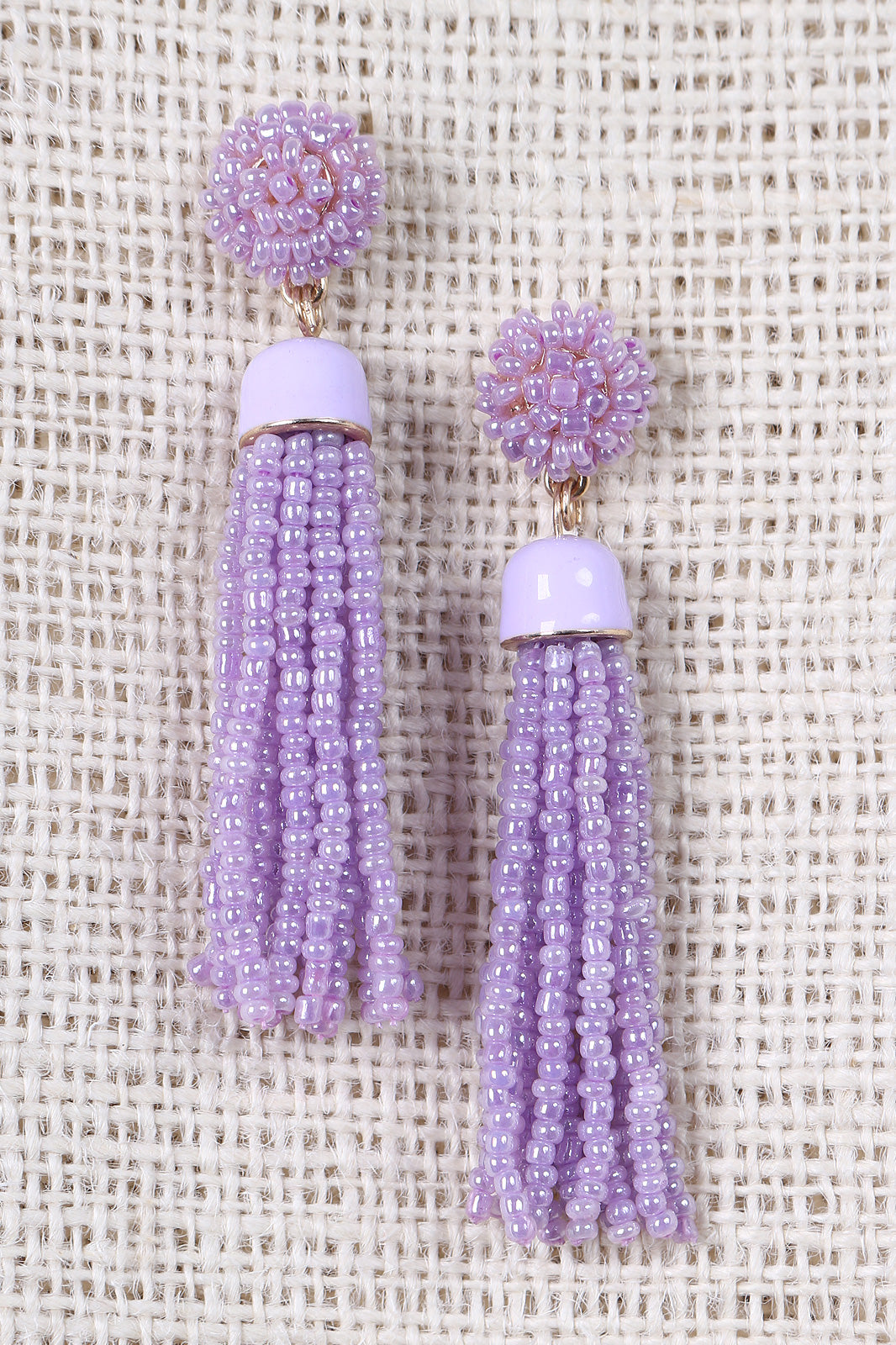 Beaded Cluster Tassel Dangle Earrings