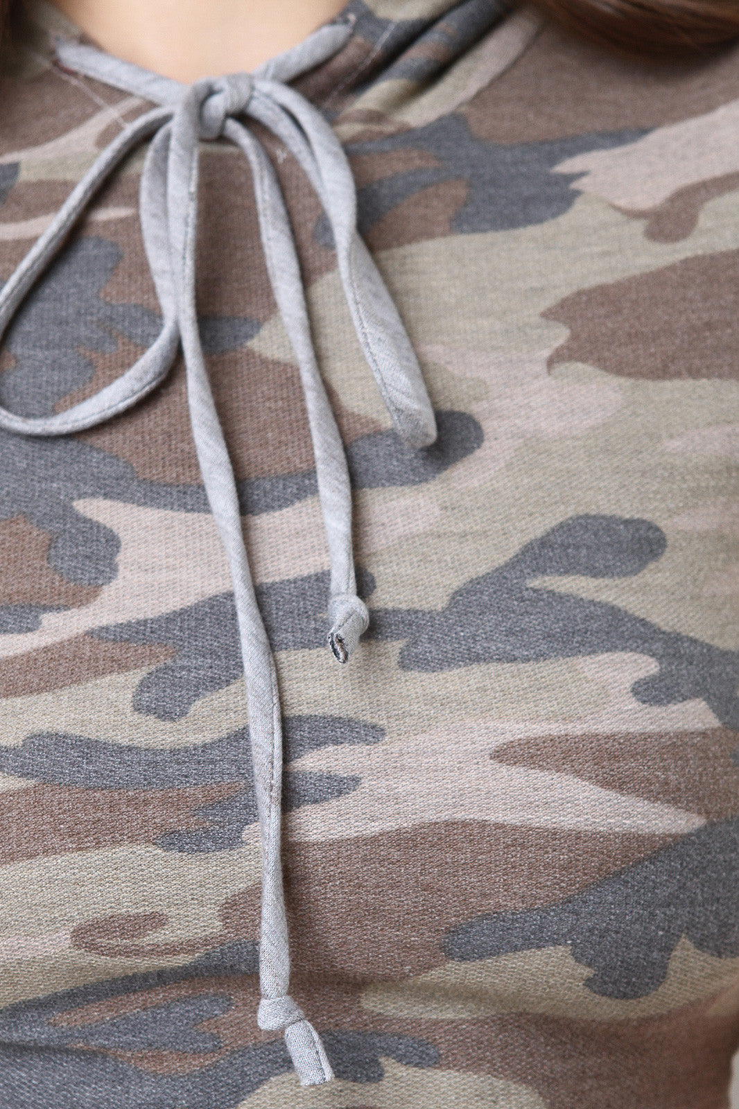 Camouflage Terry Cloth Hooded Crop Top