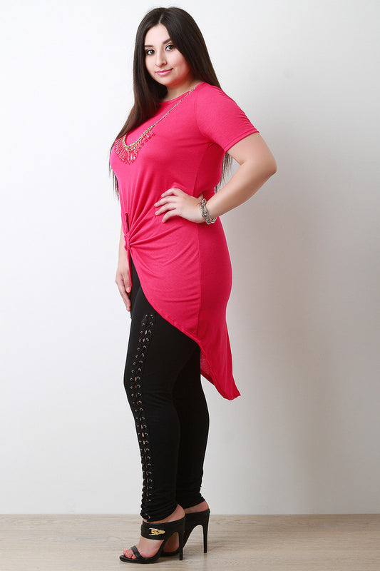 Beaded Necklace Twisted Knot High Low Maxi Top