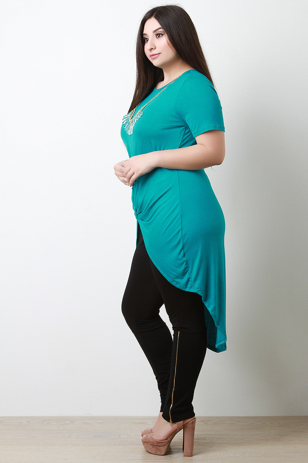 Beaded Necklace Twisted Knot High Low Maxi Top