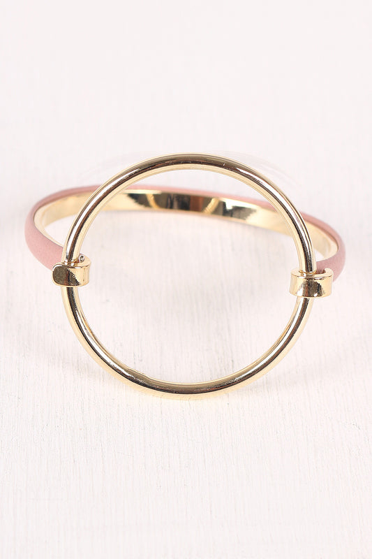 Circular Accent Hinge Bangle Bracelet